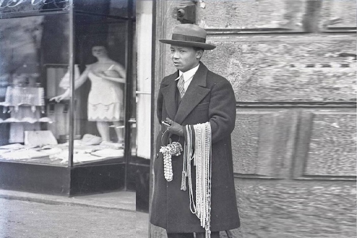 Historical tram in Via Paolo Sarpi Milan