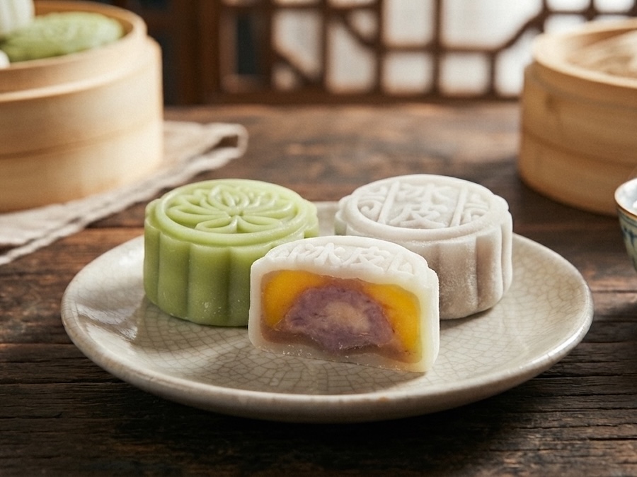 chinese mid-Autumn festival snow skin glutinous rice mooncake